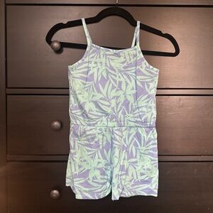 Old Navy Kids Leaf Print Romper - Lavender and Light Green